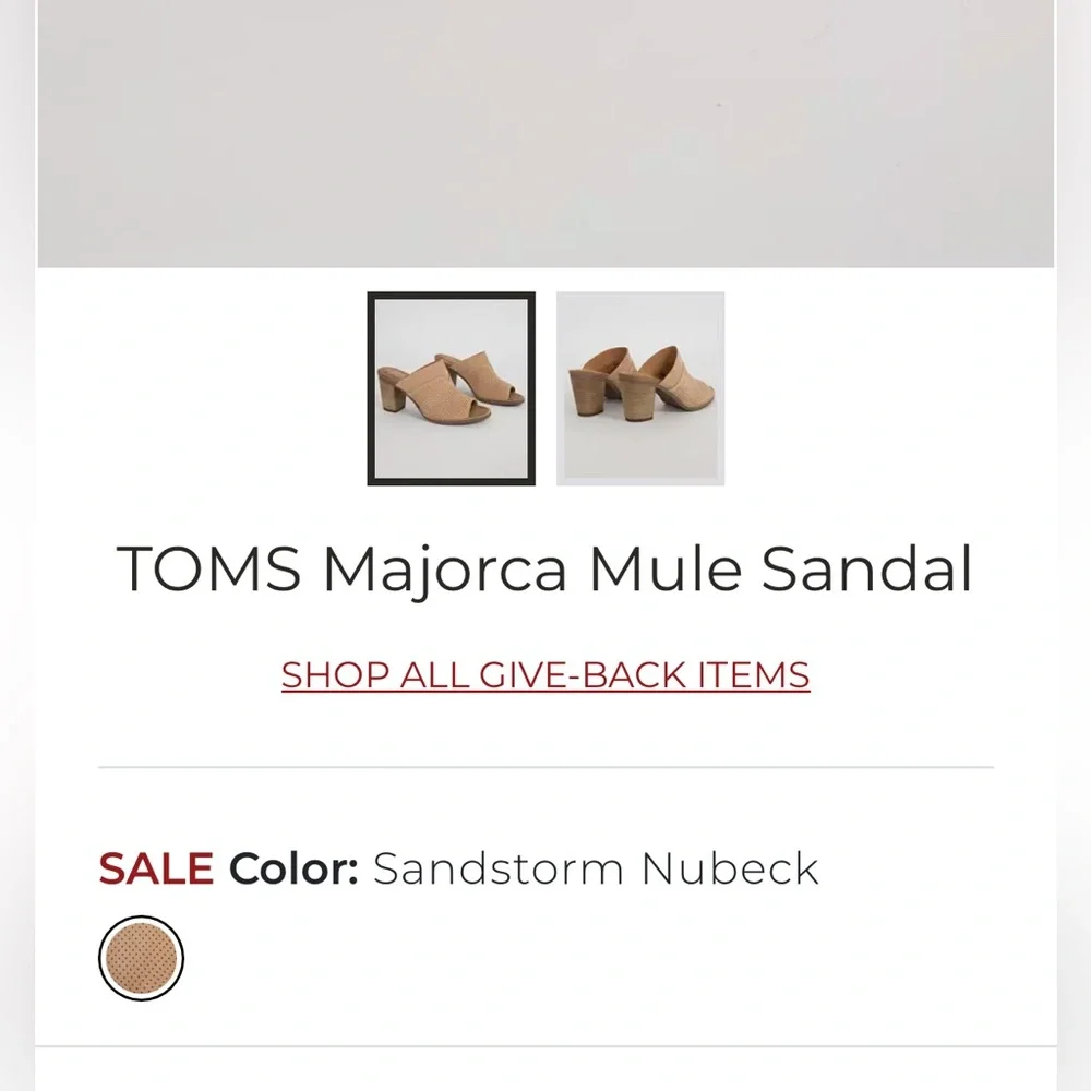 TOMS women’s sz 6 Majorca Mule sandals,sandstorm nubeck, versatile, new w/o box - Picture 3 of 10
